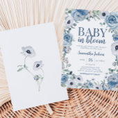 Blauwe Baby in Bloom Baby shower Kaart