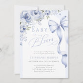 Blauwe Baby in Bloom Baby shower Kaart (Voorkant)