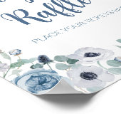 Blauwe Baby in Bloom Baby shower Luier Raffle Poster (Hoek)
