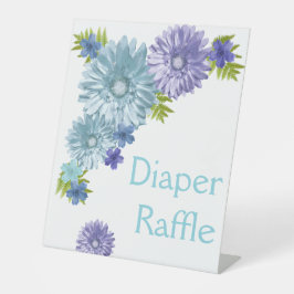 Blauwe Baby in Bloom Brunch Douche Luier Raffle Reclamebord Met Voetstuk