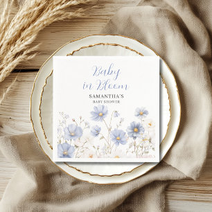Blauwe Baby in Bloom Wilde Bloem Jongens Baby Borr Servet