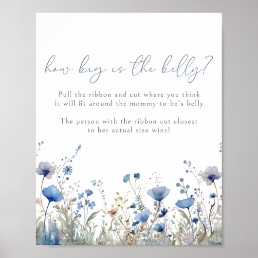Blauwe Baby in Bloom Wildflower Belly Guessing spe Poster (Voorkant)