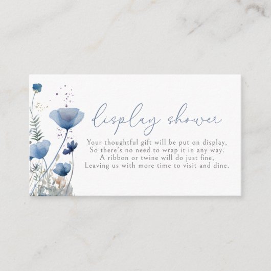 Blauwe Baby in Bloom Wildflower Display Douche Informatiekaartje (Voorkant)