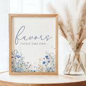Blauwe Baby in Bloom Wildflower Douche Favor Sign Poster