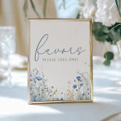 Blauwe Baby in Bloom Wildflower Douche Favor Sign Poster