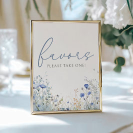 Blauwe Baby in Bloom Wildflower Douche Favor Sign Poster