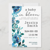 Blauwe Baby in het Baby shower Bloom nodigt uit Kaart (Voorkant)