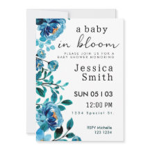 Blauwe Baby in het Baby shower Bloom nodigt uit