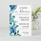 Blauwe Baby in het Baby shower Bloom nodigt uit Kaart (Staand voorkant)