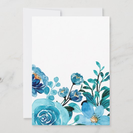 Blauwe Baby in het Baby shower Bloom nodigt uit Kaart (Achterkant)