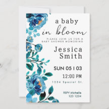 Blauwe Baby in het Baby shower Bloom nodigt uit