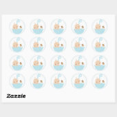 Blauwe Baby in paraplu Ronde Sticker (Vel)