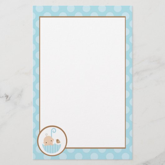 Blauwe Baby in Umbrella Briefpapier (Voorkant)