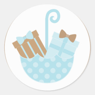 Blauwe Baby in Umbrella Ronde Sticker