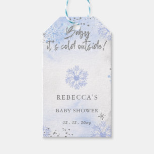 Blauwe Baby is koud buiten het Baby shower Cadeaulabel