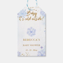 Blauwe Baby is koud buiten het Baby shower Cadeaulabel