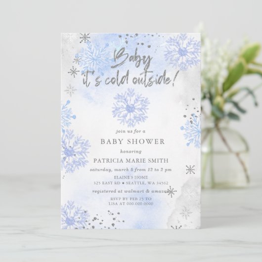 Blauwe Baby is koud buiten het Baby shower Kaart (Staand voorkant)