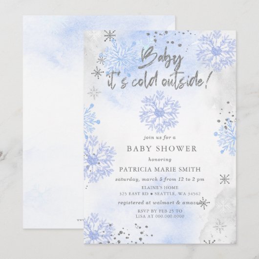 Blauwe Baby is koud buiten het Baby shower Kaart (Voorkant / Achterkant)