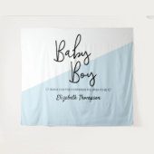 Blauwe baby jongen achtergrond Welkom bord Baby Sh Wandkleed (Voorkant (horizontaal))