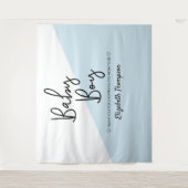 Blauwe baby jongen achtergrond Welkom bord Baby Sh Wandkleed (Voorkant)