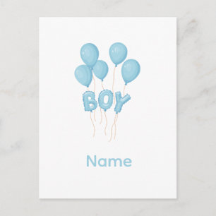 Blauwe Baby Jongen Ballon Feest  Briefkaart