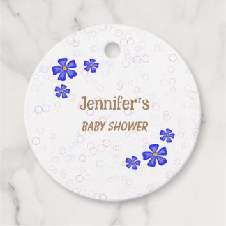 Blauwe Baby Jongen Bloemen Favor Tags Bedankjes Labels