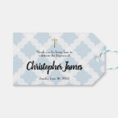 Blauwe Baby Jongen Doop Horizontaal Dank u Cadeaulabel (Voorkant (Horizontaal))