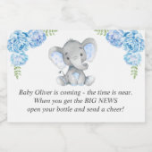 Blauwe Baby Jongen Douche Sprinkle Gepersonaliseer Sparkling Wijnetiket (Enkel label)