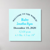 Blauwe Baby Jongen Geboorte Stats Canvas Afdruk (Voorkant)