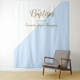 Blauwe baby jongen moderne doop achtergrond wandkleed