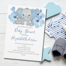 Blauwe Baby Jongen Olifant Baby Shower Bloemen Bal