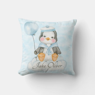 Blauwe Baby Jongen Pinguïn Kussen