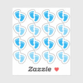 Blauwe Baby Jongen Voetafdruk Pasgeboren Aankondig Sticker (Vel)