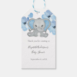 Blauwe Baby Jongens Olifant Baby Shower Bloemen Ba Cadeaulabel