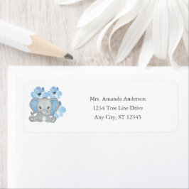 Blauwe Baby Jongens Olifant Baby Shower Bloemen Ba Etiket