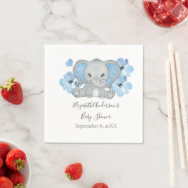 Blauwe Baby Jongens Olifant Baby Shower Bloemen Ba Servet