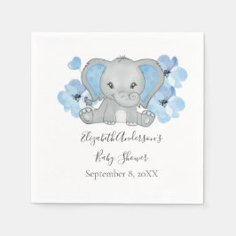Blauwe Baby Jongens Olifant Baby Shower Bloemen Ba Servet