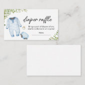 Blauwe Baby Kleding Baby shower Luier Raffle Informatiekaartje (Voorkant / Achterkant)