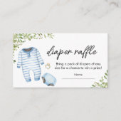 Blauwe Baby Kleding Baby shower Luier Raffle Informatiekaartje (Voorkant)