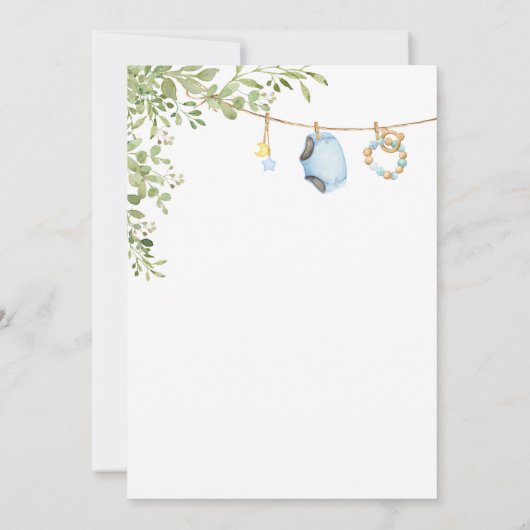 Blauwe Baby Kleding Baby shower Uitnodiging (Achterkant)