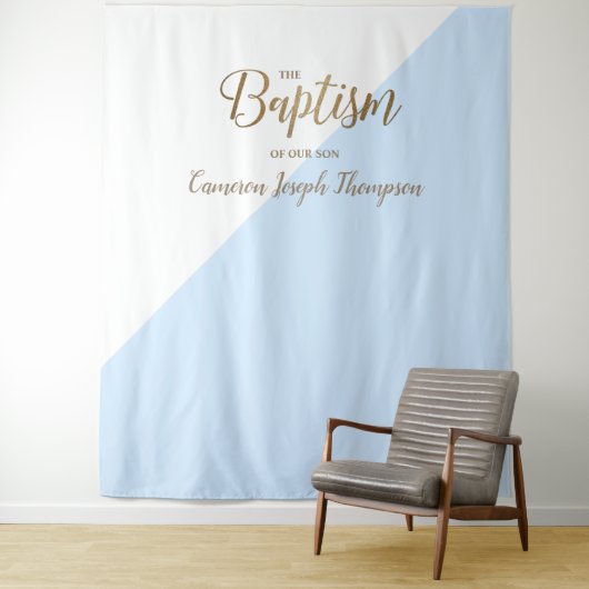 Blauwe baby moderne baptisme achtergrond wandkleed (In situ)