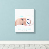 Blauwe Baby naam foto Canvas Afdruk (Insitu (Houten vloer))