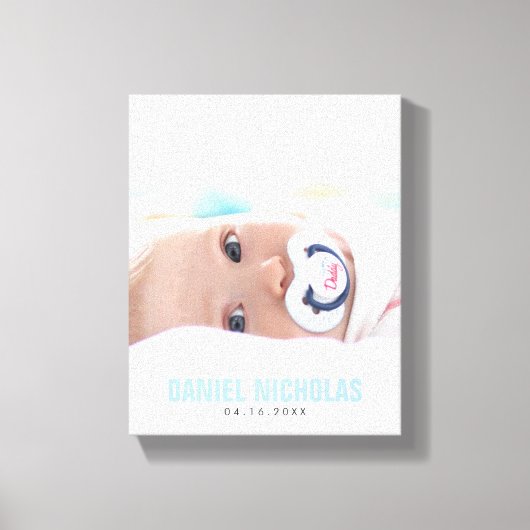 Blauwe Baby naam foto Canvas Afdruk (Voorkant)
