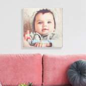 Blauwe Baby naam foto Canvas Afdruk (Insitu (Woonkamer))