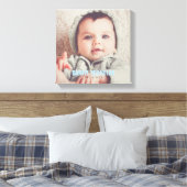 Blauwe Baby naam foto Canvas Afdruk (Insitu (Slaapkamer))