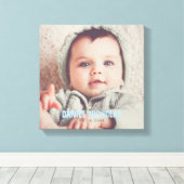 Blauwe Baby naam foto Canvas Afdruk (Insitu (Houten vloer))