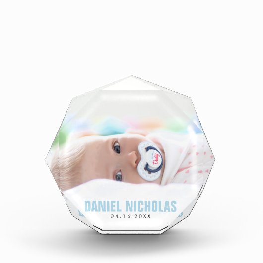 Blauwe Baby naam Fotoblokken (Voorkant)