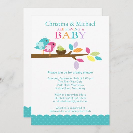 Blauwe Baby nesten babyschoeisel Kaart (Voorkant / Achterkant)