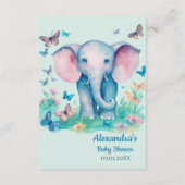 Blauwe Baby Olifant Baby shower Luier Raffle Informatiekaartje (Achterkant)