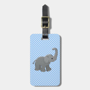 blauwe baby olifant bagagelabel